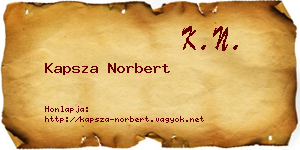 Kapsza Norbert névjegykártya