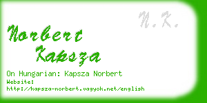 norbert kapsza business card